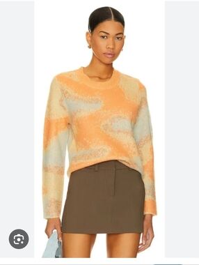 27 Miles Malibu Sharona Orange and Cream Abstract Knit Sweater Size S